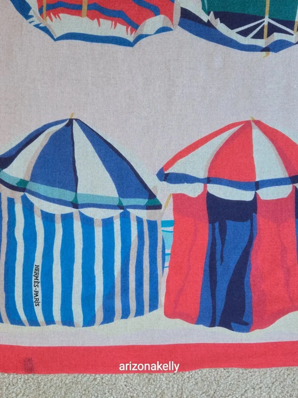NWOT Hermès *WOOL* Charmes des Plages Normandes Beach Cabanas Scarf Stole